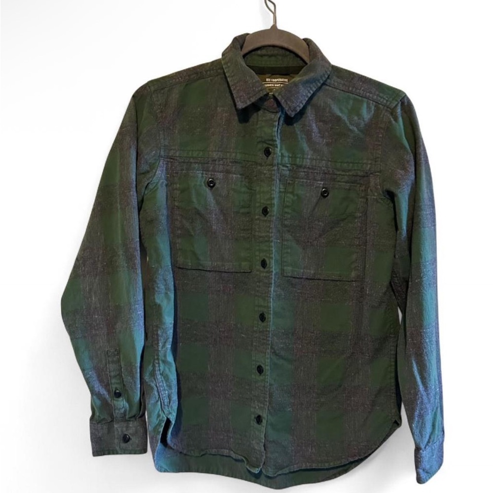 Co-Op REI Green and Black Plaid Button-Down Shirt